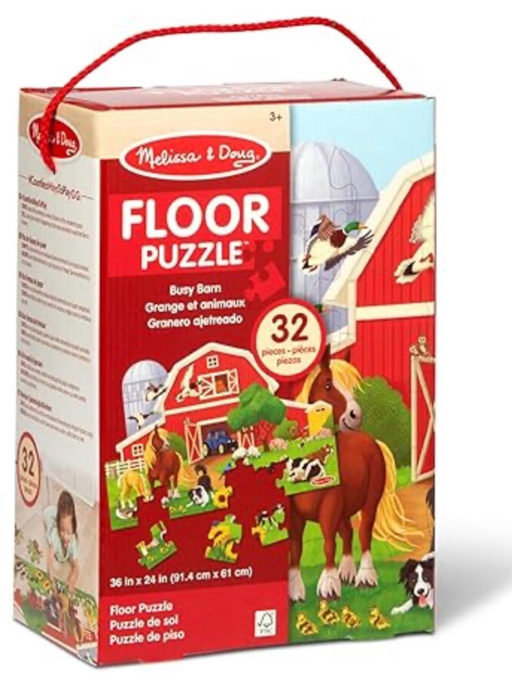 Melissa & Doug Busy Barn 32 Pc Floor Puzzle Box